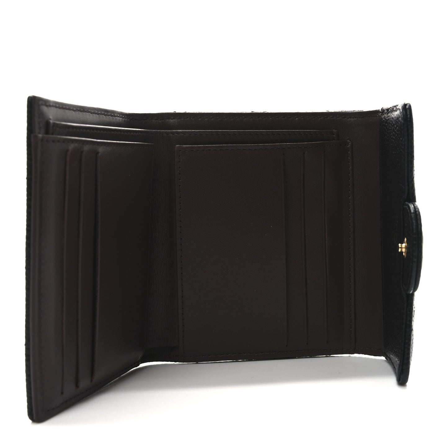 Caviar Quilted Compact Flap Wallet Black