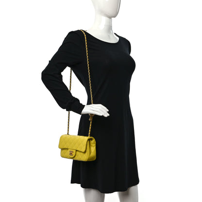 Chanel Lambskin Quilted Mini Rectangular Pearl Crush Flap Yellow 2 of 11