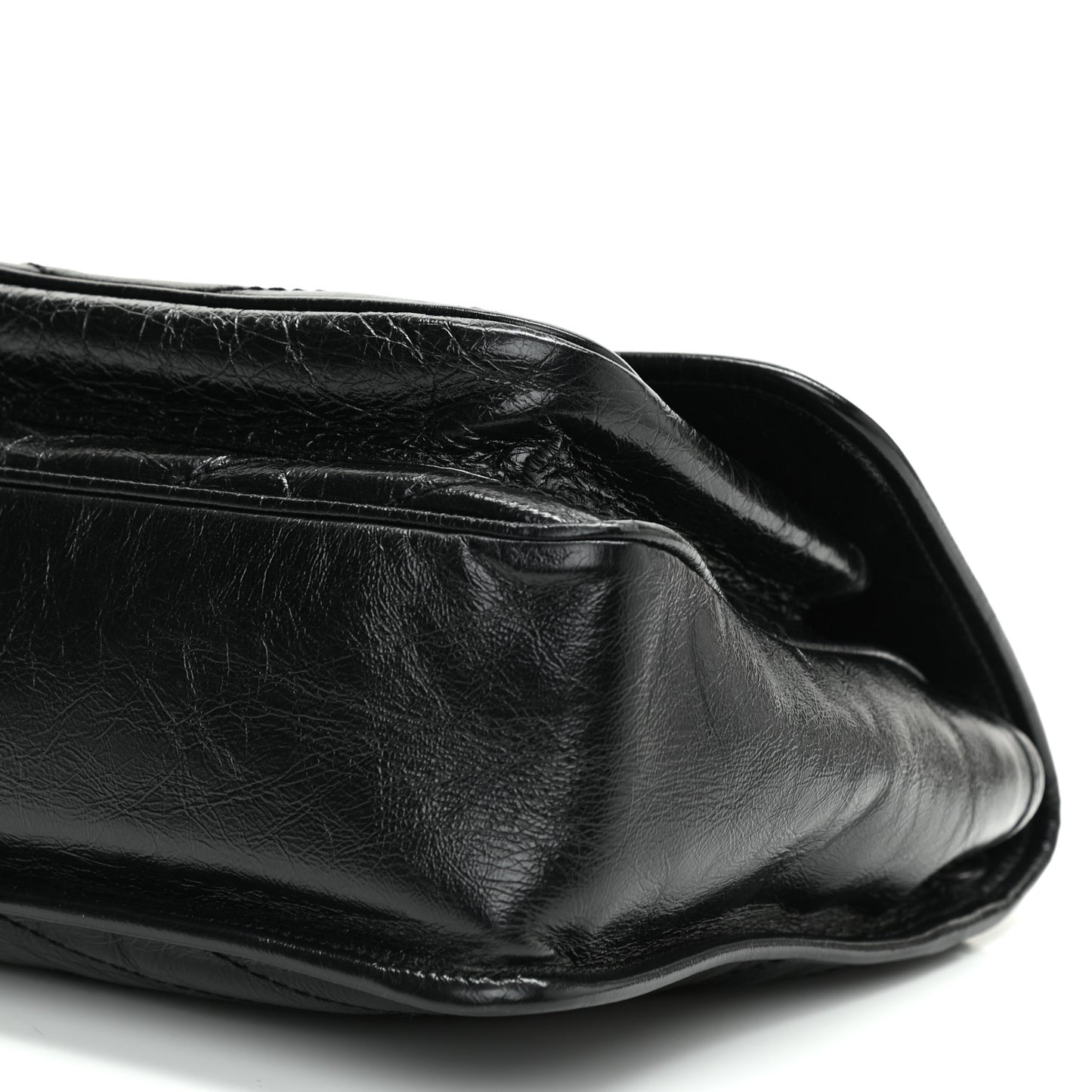 Crinkled Calfskin Matelasse Monogram Medium Niki Chain Satchel Black