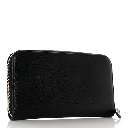 Prada Saffiano Triangle Zip Around Wallet Black 3 of 8