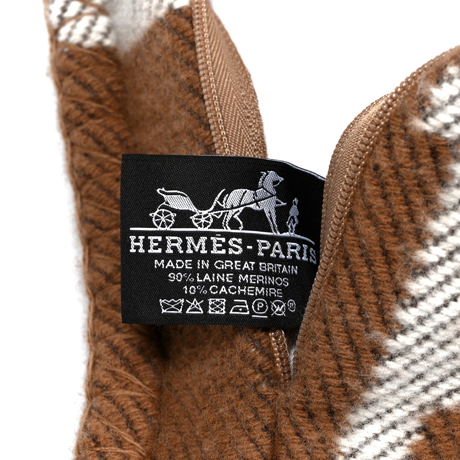 Hermes Wool Cashmere Avalon Pillow PM Ecru Camel 3 of 3