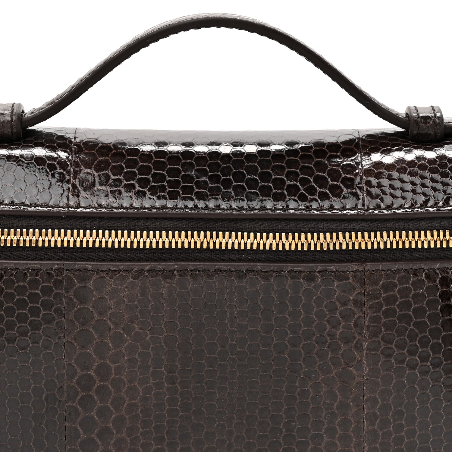 Loro Piana Water Snakeskin L19 Extra Pocket Pouch Dark Chocolate Licorice 7 of 10