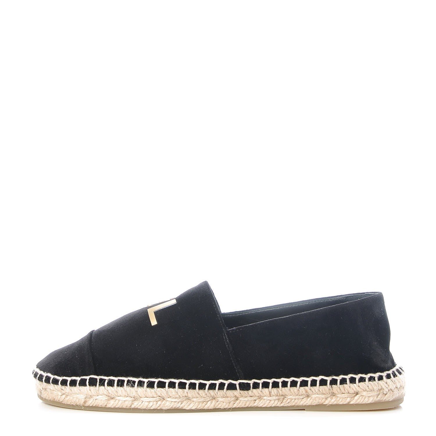 Chanel Velvet Logo Espadrilles 38 Black 1 of 11