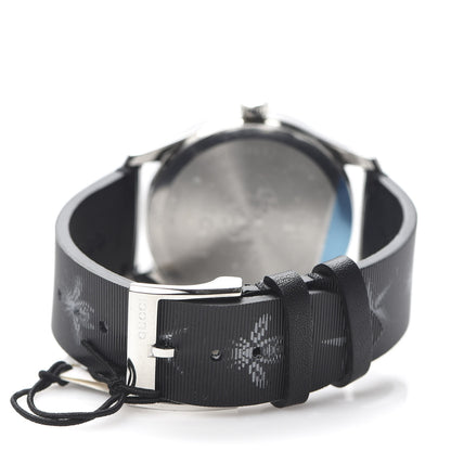Gucci Stainless Steel Calfskin 38mm G-Timeless Bee Star Hologram Quartz Watch Black 4 of 6