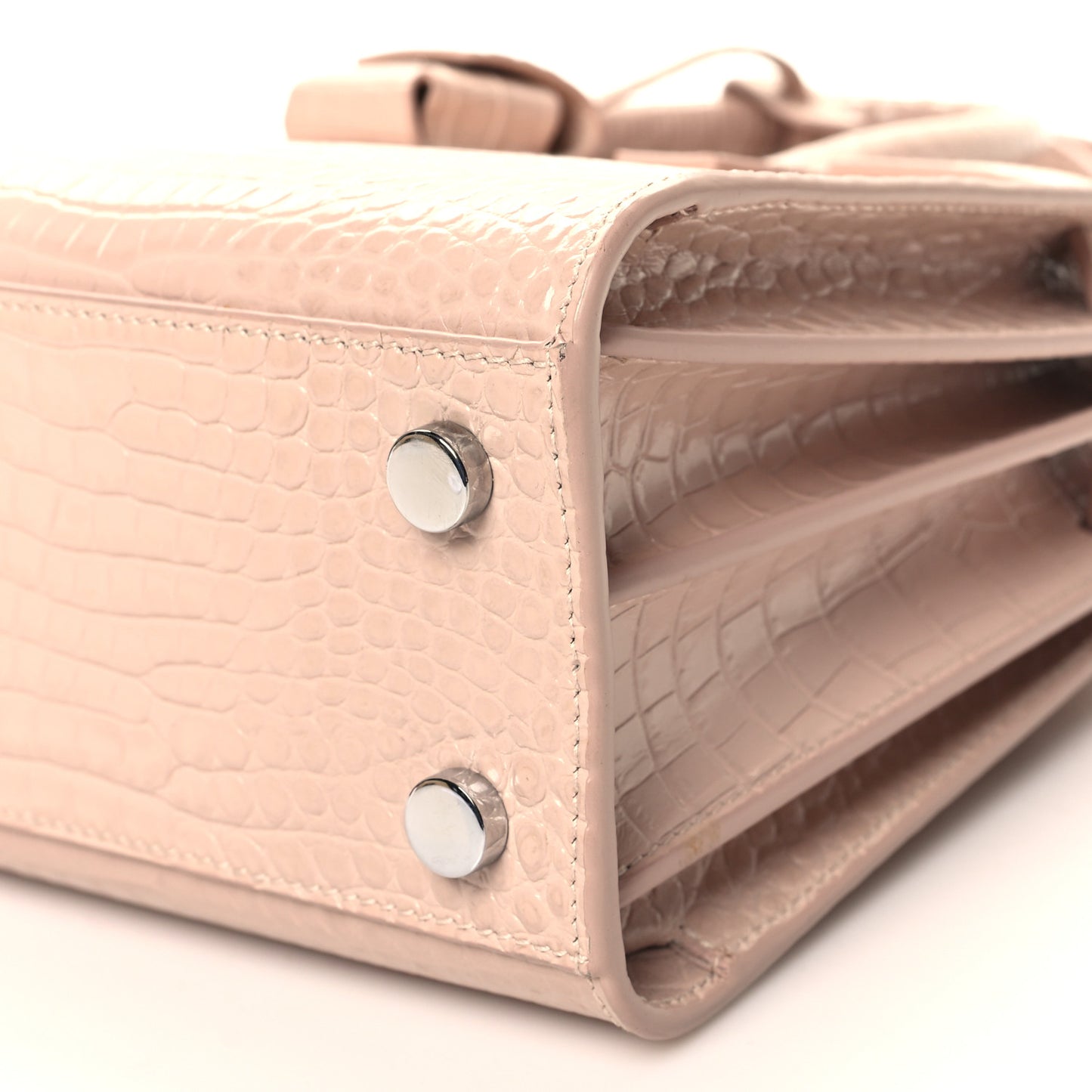 Calfskin Crocodile Embossed Nano Sac De Jour Rose Antic