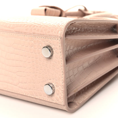 Saint Laurent Calfskin Crocodile Embossed Nano Sac De Jour Rose Antic 10 of 11