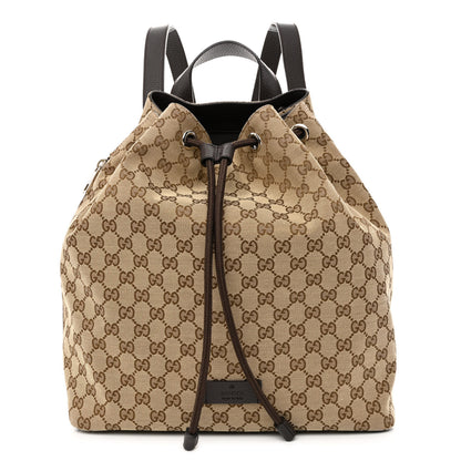 Gucci Monogram Dollar Calfskin O Drawstring Backpack Beige Ebony Testa di Moro Dark Chocolate 1 of 10