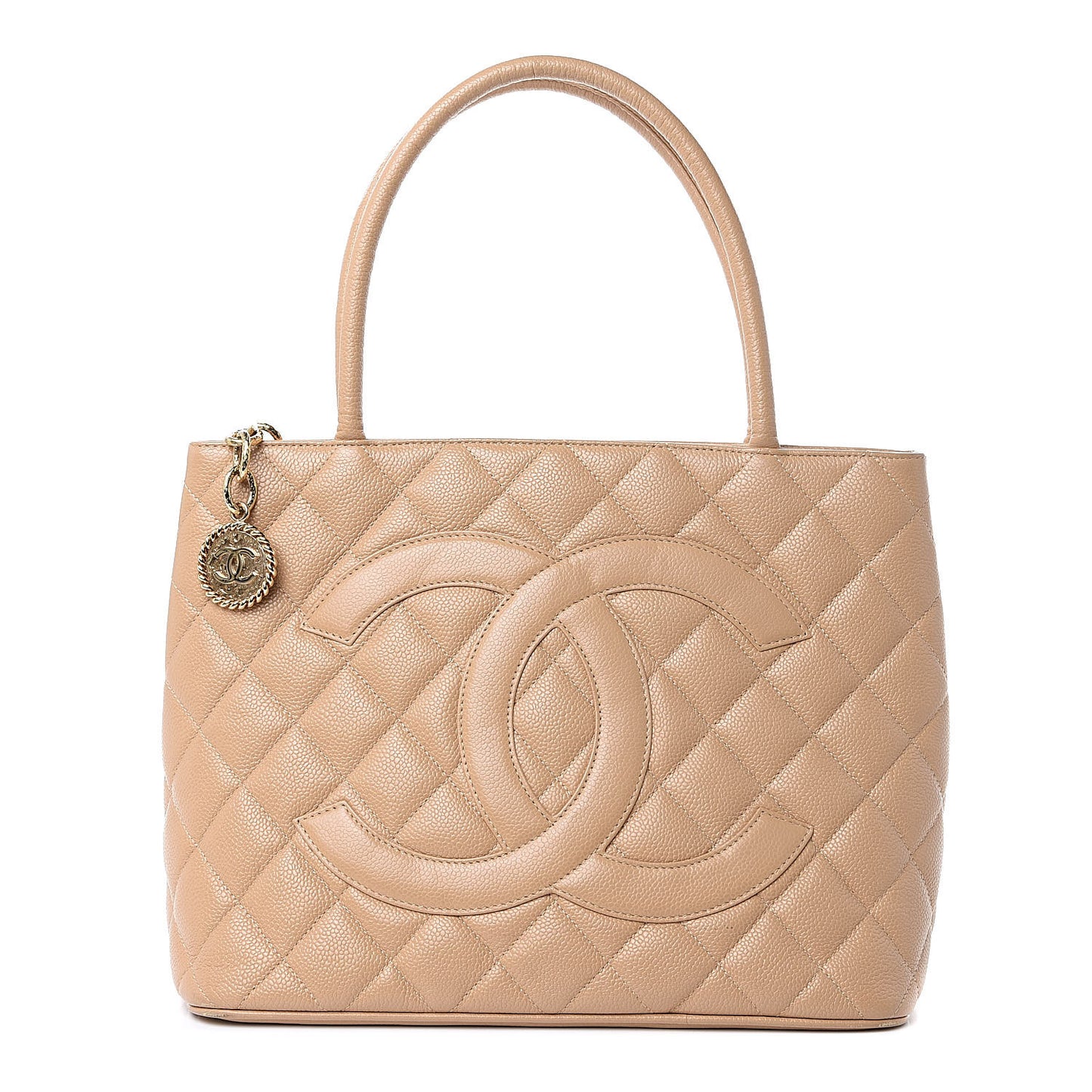 Caviar Quilted Medallion Tote Beige
