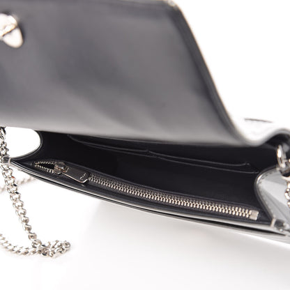 Christian Dior Metallic Patent Micro-Cannage Diorama Wallet on Chain Pouch Silver 5 of 8