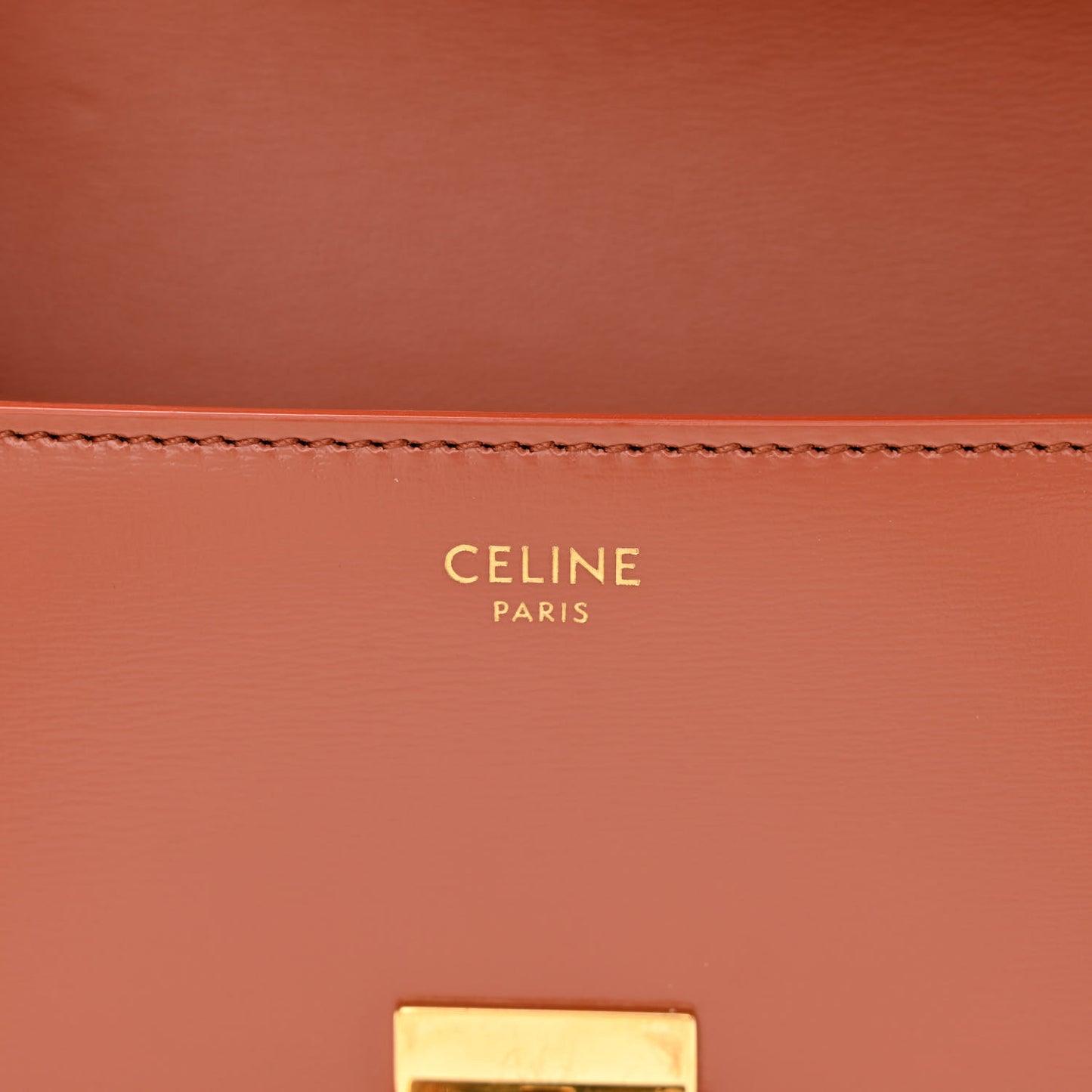 Shiny Calfskin Triomphe Shoulder Bag Terracotta