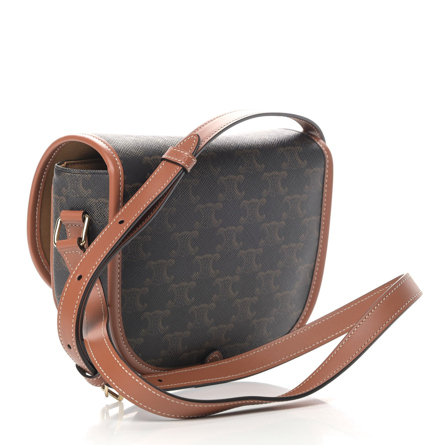 Celine Triomphe Canvas Medium Folco Bag Tan 2 of 4