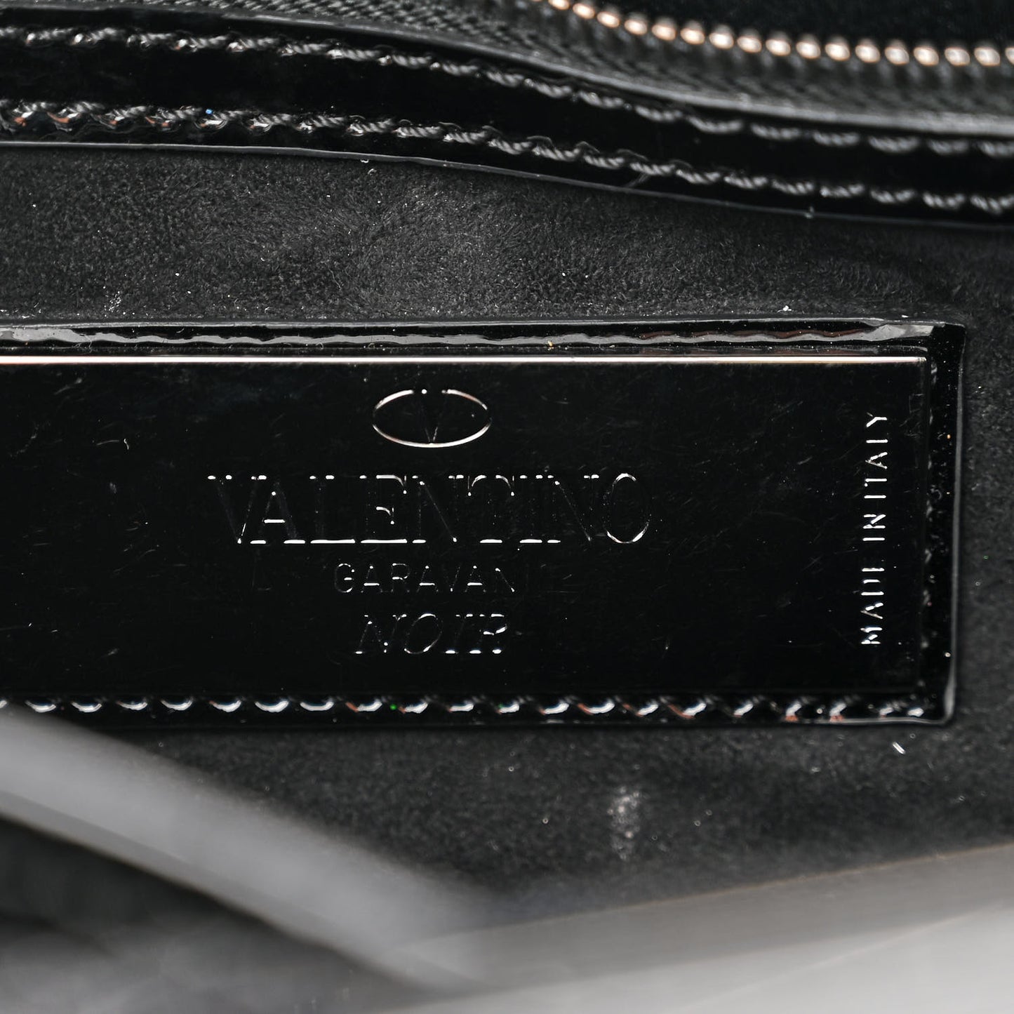 Patent Monochrome Small Rockstud Double Handle Tote Black