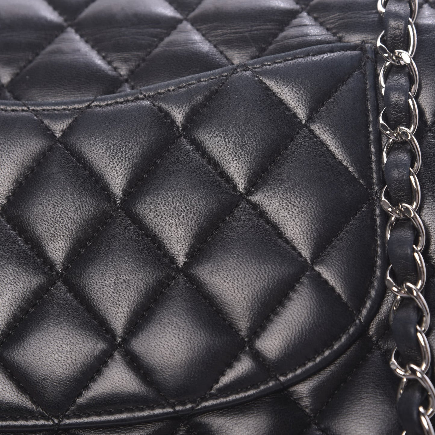 Lambskin Quilted Medium Double Flap Black
