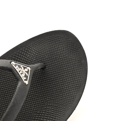 Prada Saffiano Rubber Metal Triangle Thong Sandals 37 Black 11 of 12