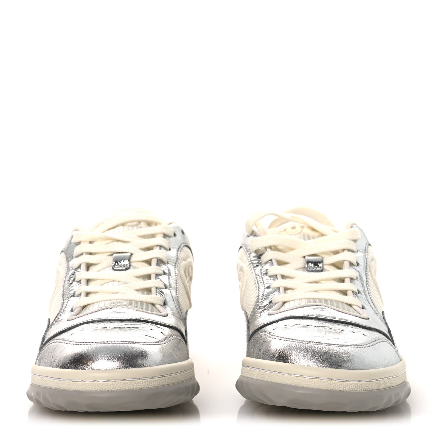Ginza Calfskin MAC80 Womens Sneakers 38.5 Silver Off White