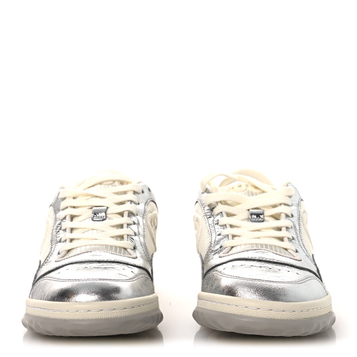 Gucci Ginza Calfskin MAC80 Womens Sneakers 38.5 Silver Off White 3 of 12