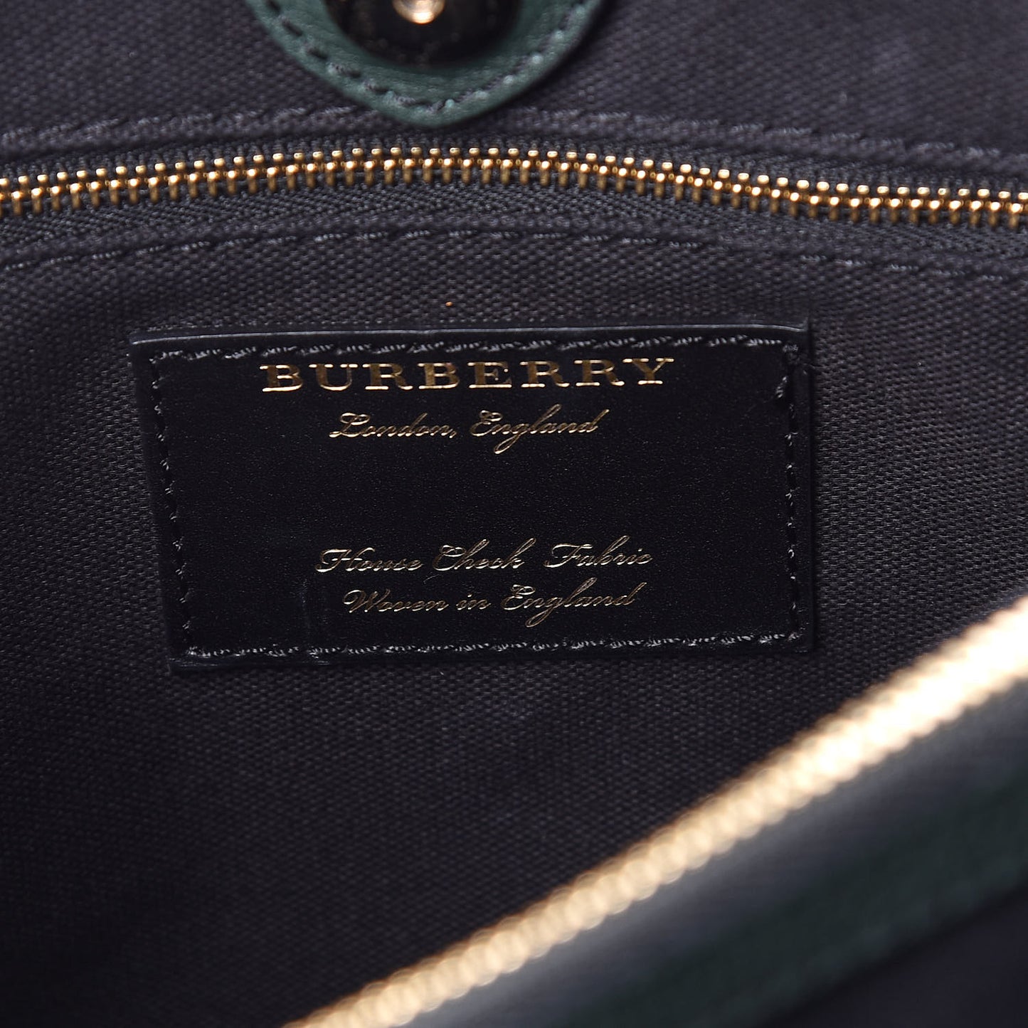 Derby Calfskin House Check Medium Banner Tote Black Dark Bottle Green