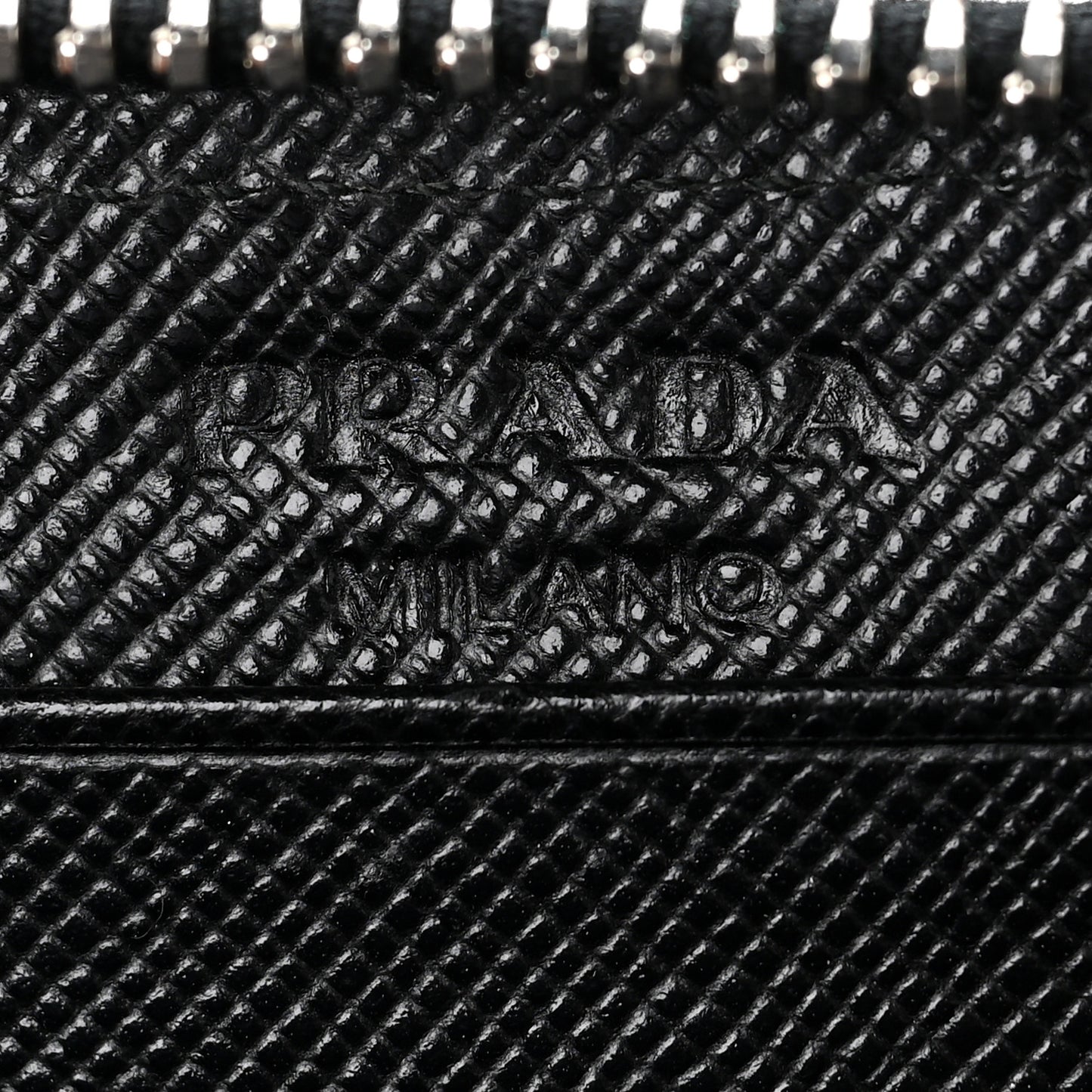 Saffiano Triangle Compact Zip Around Wallet Black