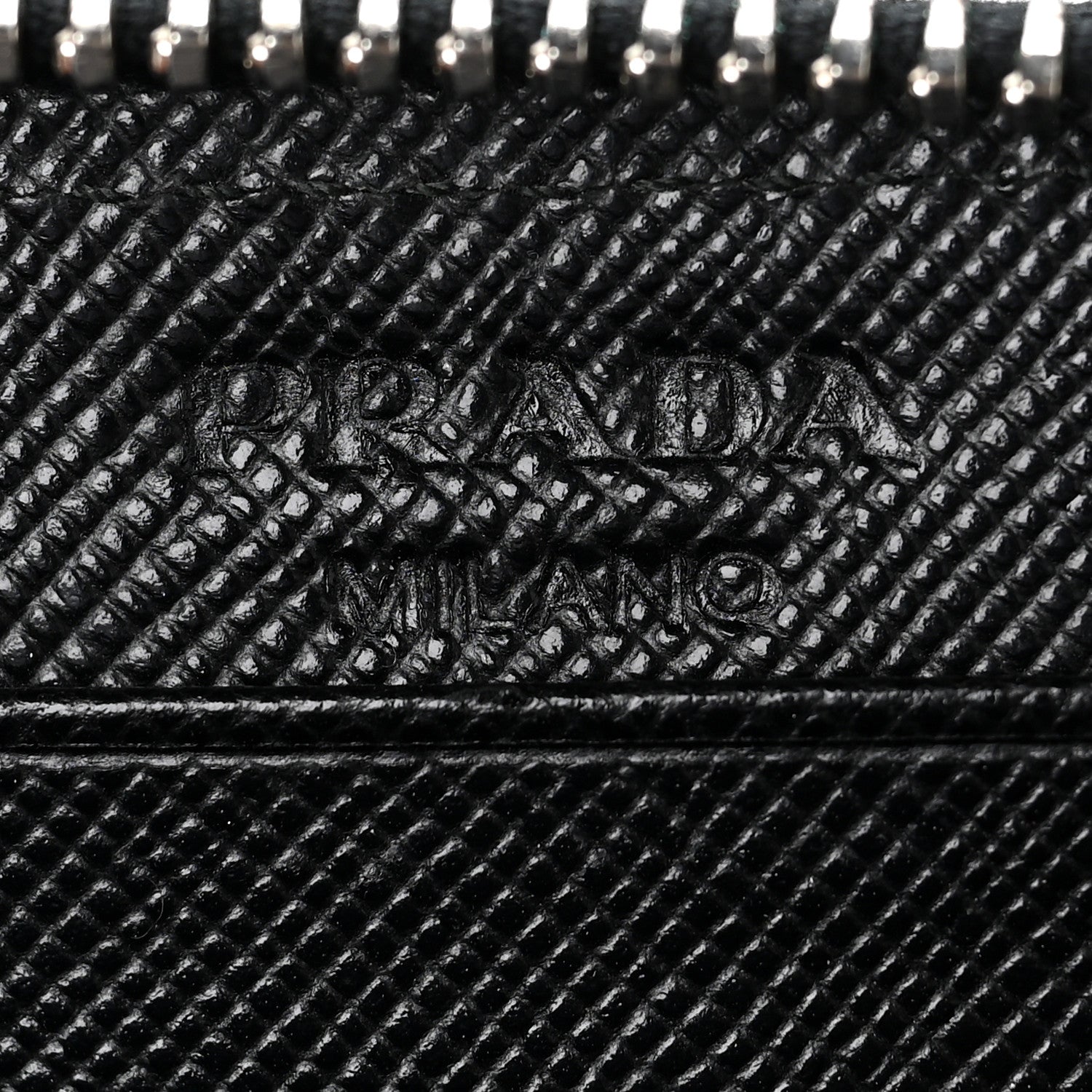 Prada Saffiano Triangle Compact Zip Around Wallet Black 6 of 6