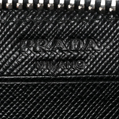 Prada Saffiano Triangle Compact Zip Around Wallet Black 6 of 6