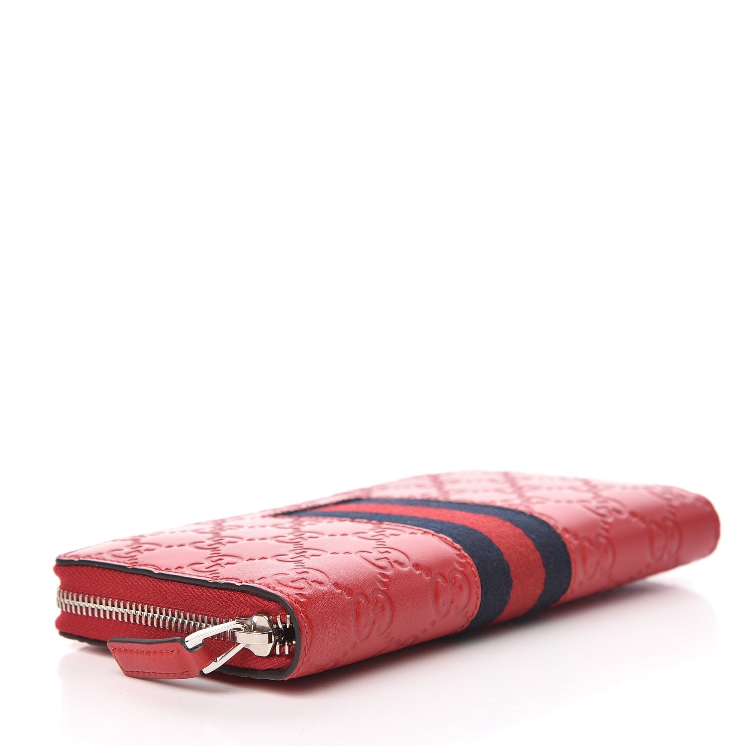 Gucci Guccissima Web Zip Around Wallet Red 4 of 8