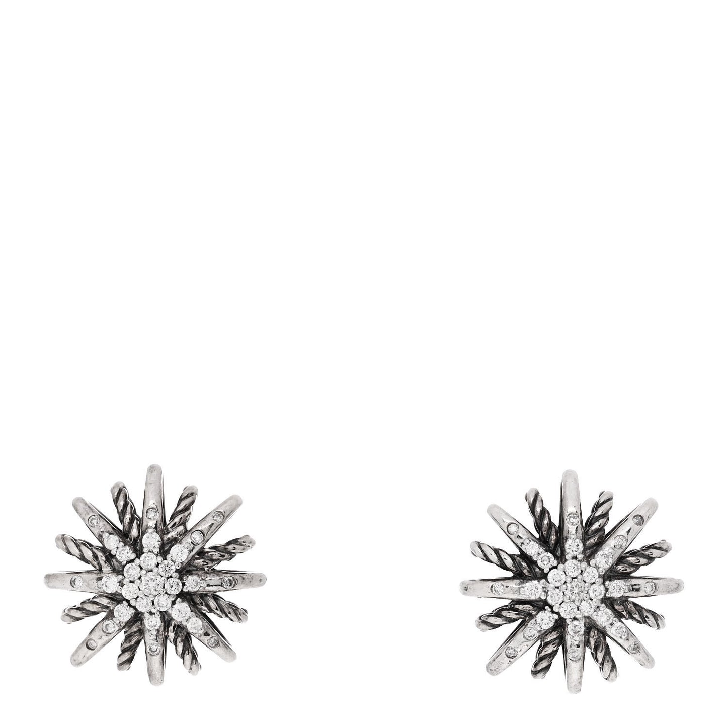 Sterling Silver Diamond 16mm Starburst Earrings