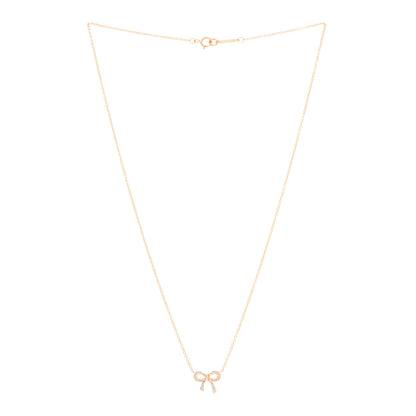 Tiffany 18K Rose Gold Diamond Mini Bow Pendant Necklace 3 of 4