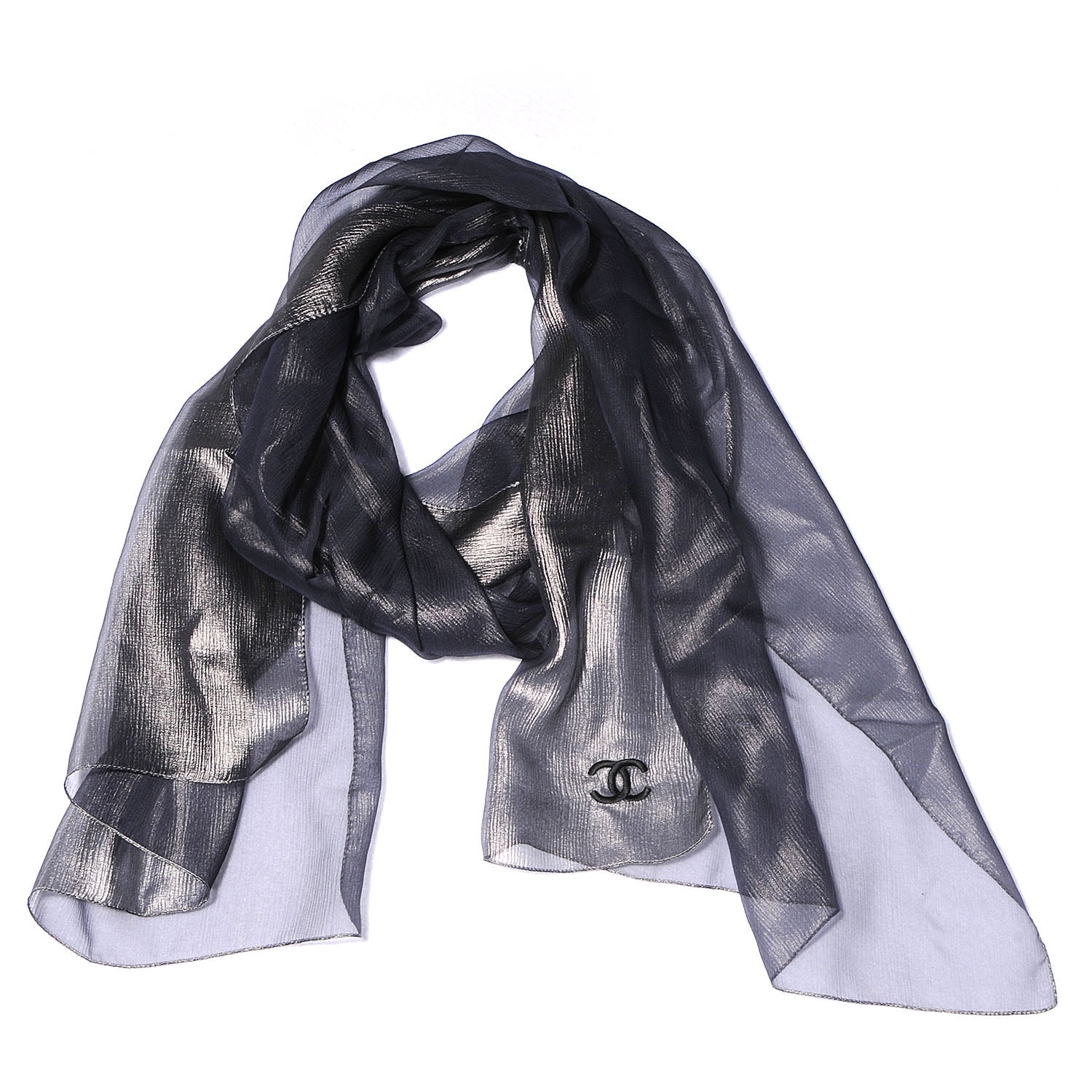 Chanel Silk Shimmer CC Scarf 1 of 5