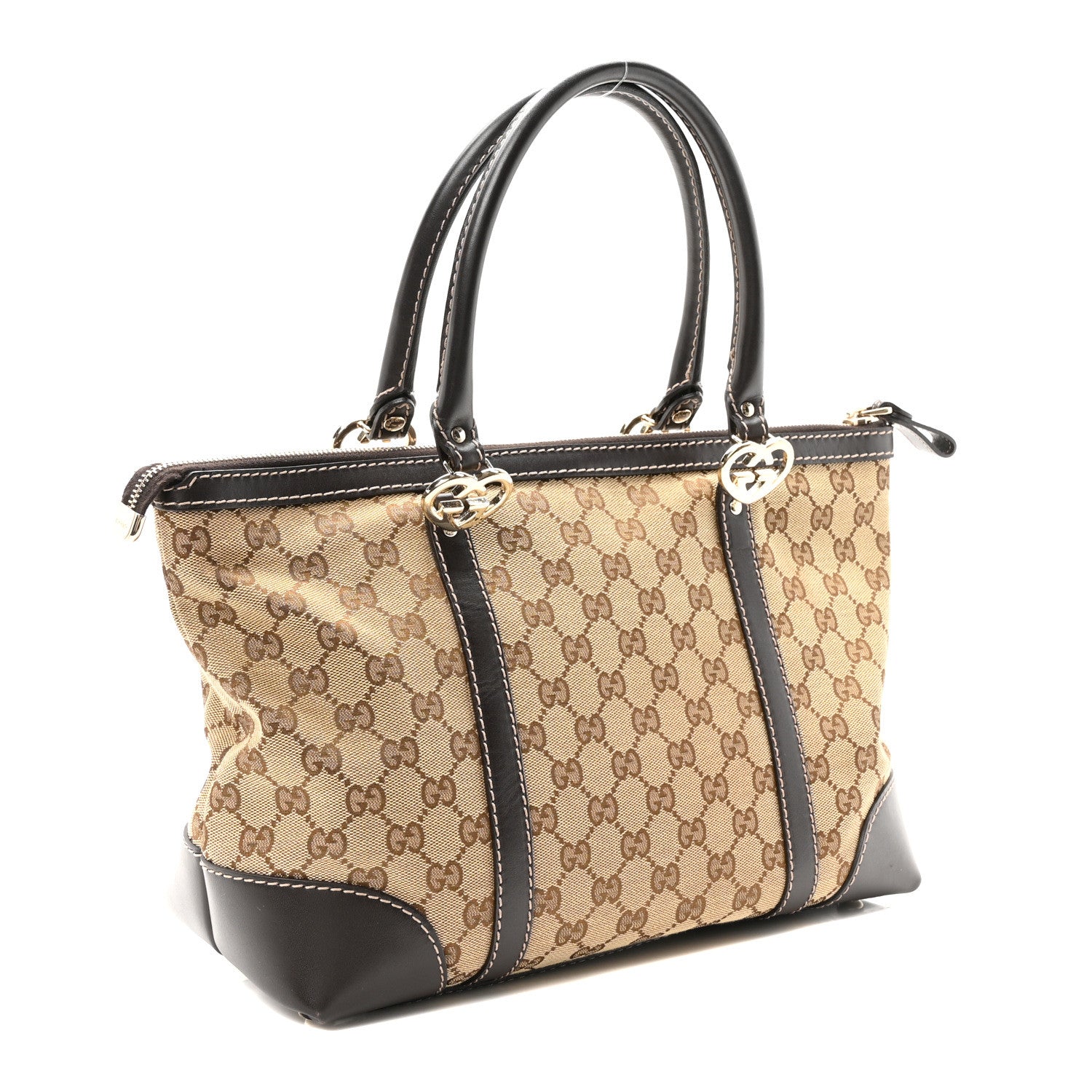 Gucci Monogram Small Lovely Heart Tote Dark Brown 3 of 10