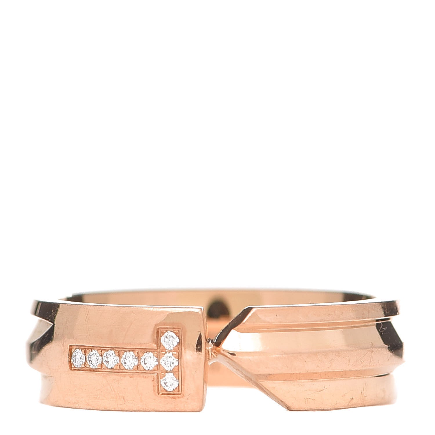 Tiffany 18K Rose Gold Diamond Modern Keys Ring 53 6.5 1 of 5