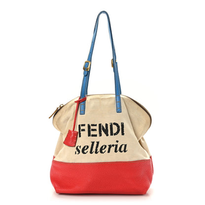 Fendi Canvas Cuoio Romano Selleria 2Bag Rosso Bluette 1 of 8
