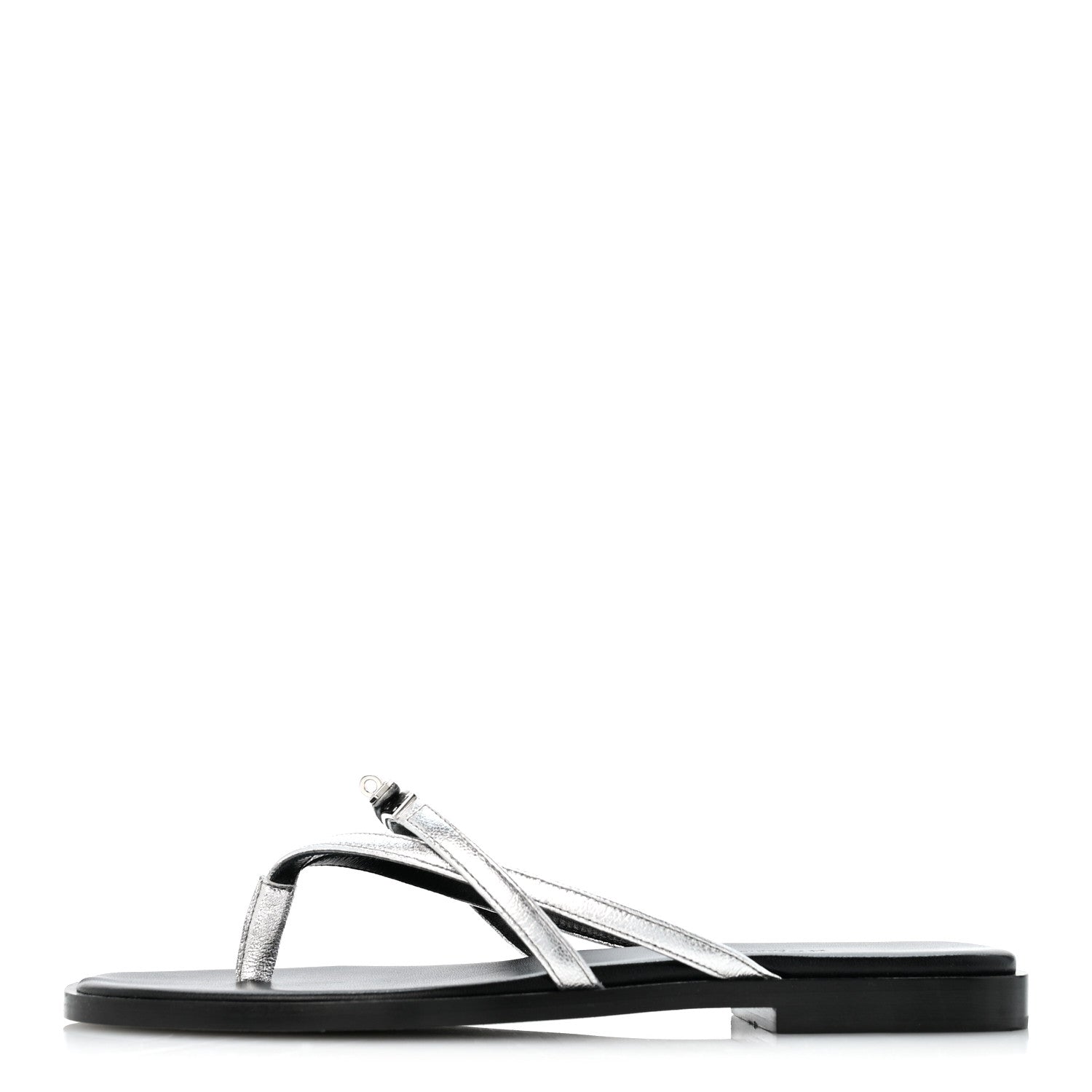 Hermes Metallic Goatskin Miss Sandals 36 Gris Argente 1 of 9