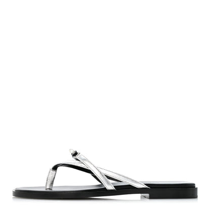 Hermes Metallic Goatskin Miss Sandals 36 Gris Argente 1 of 9