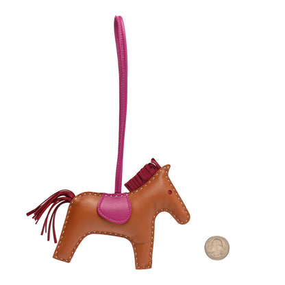 Hermes Milo Lambskin Grigri Rodeo Horse Bag Charm MM Gold Rubis Rose Pourpre 2 of 5
