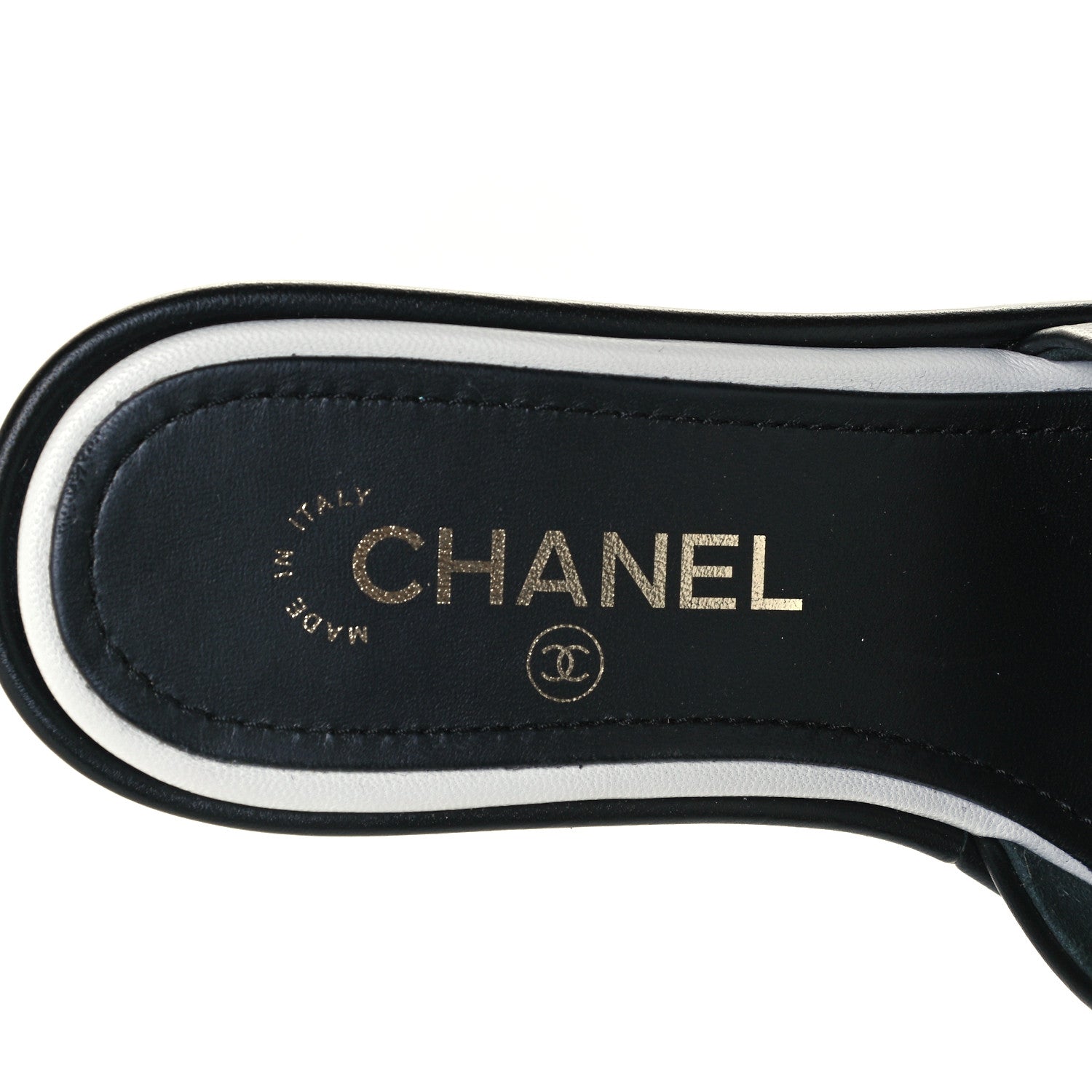 Chanel Lambskin Embroidered CC Mule Sandal 36 Black White 9 of 10