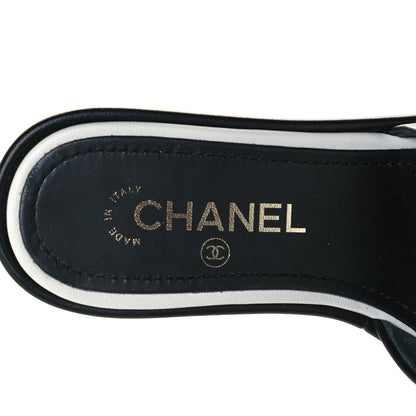Chanel Lambskin Embroidered CC Mule Sandal 36 Black White 9 of 10