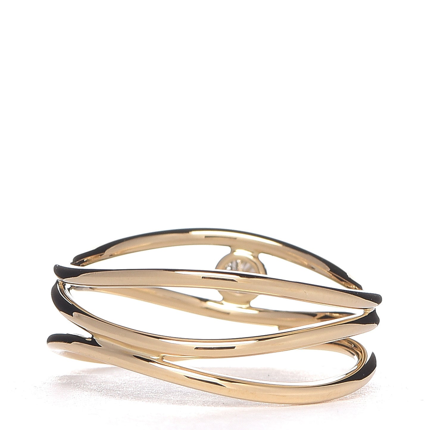 18K Yellow Gold Diamond Elsa Peretti 3 Row Wave Ring 50 5.5