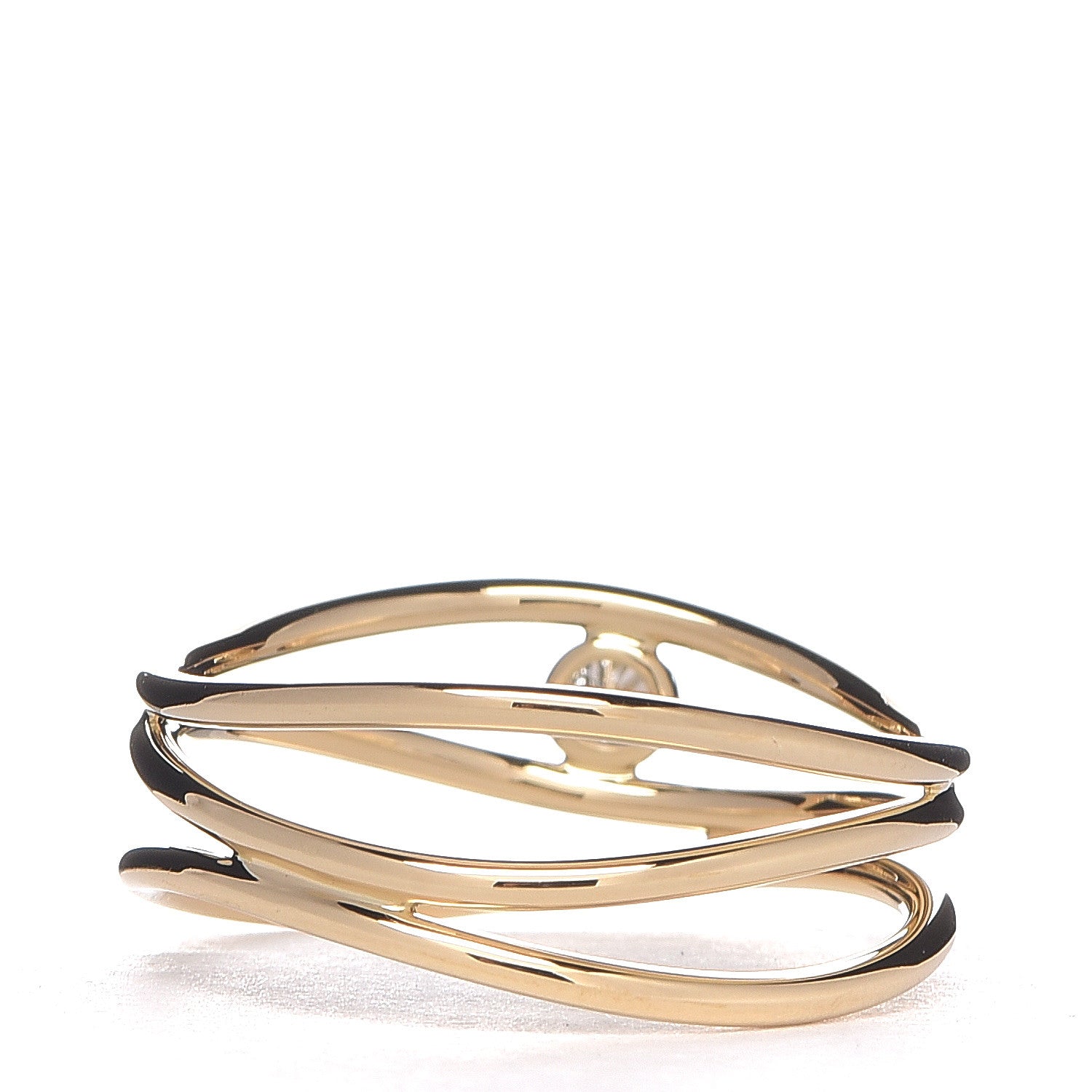 Tiffany 18K Yellow Gold Diamond Elsa Peretti 3 Row Wave Ring 50 5.5 4 of 5