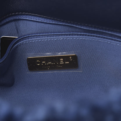 Chanel Shearling Sheepskin Medium 19 Flap Blue 6 of 10