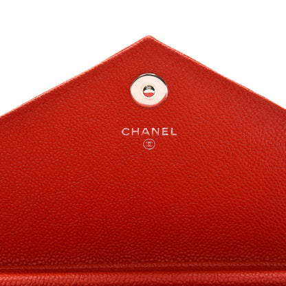 Chanel Caviar Chevron Quilted Statement Wallet On Chain WOC Red 6 of 9