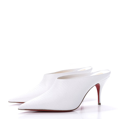 Christian Louboutin Calfskin Lizard Embossed Quart 80 Mules 38 White 3 of 8