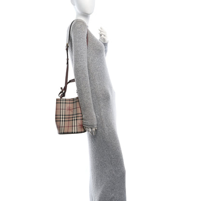Burberry Haymarket Check Colours Small Lorne Bucket Crossbody Elderberry 2 of 9