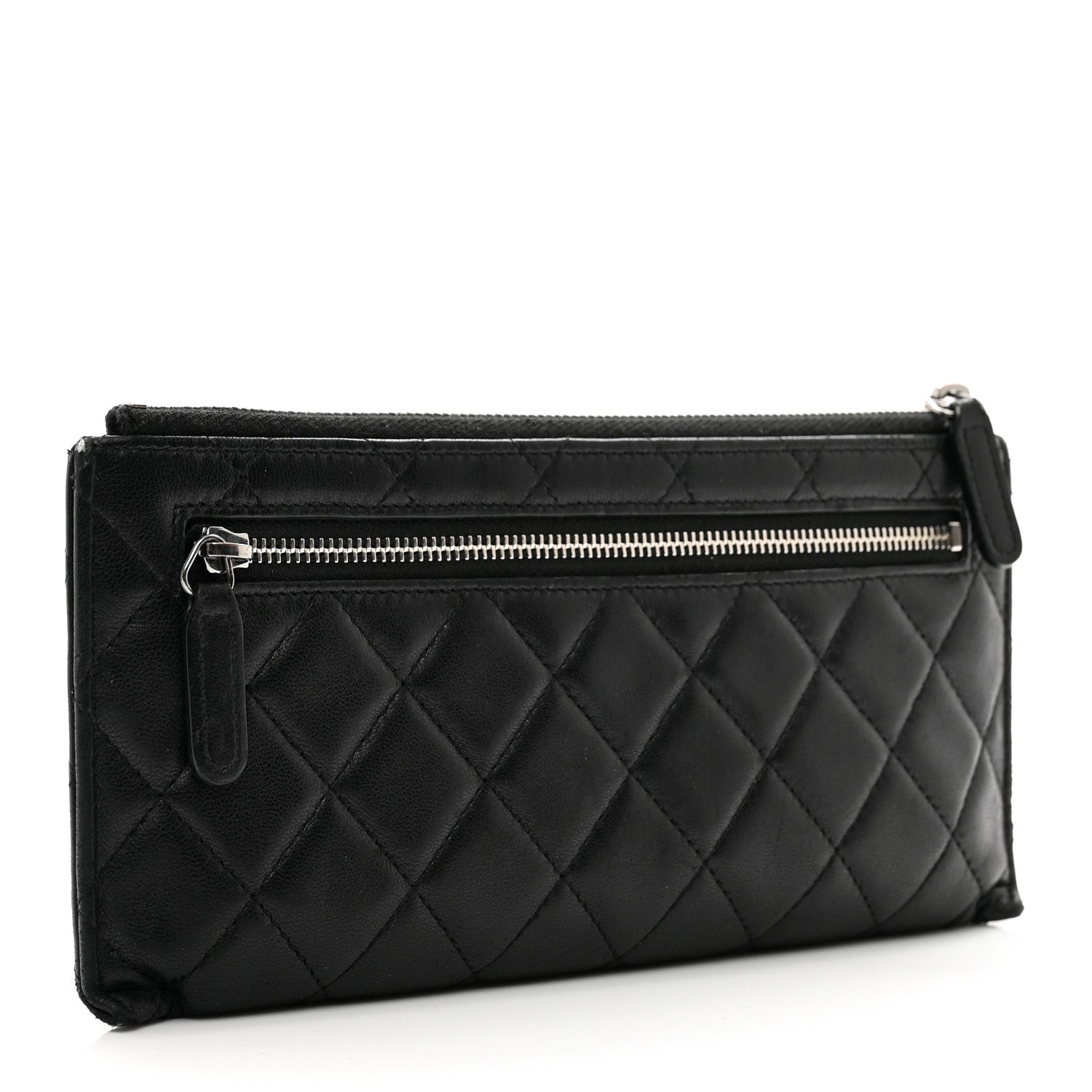 Chanel Lambskin Quilted Zip Pouch Black 3 of 13
