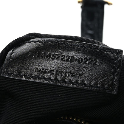Saint Laurent Calfskin Crocodile Embossed Le 5 A 7 Hobo Black 7 of 9