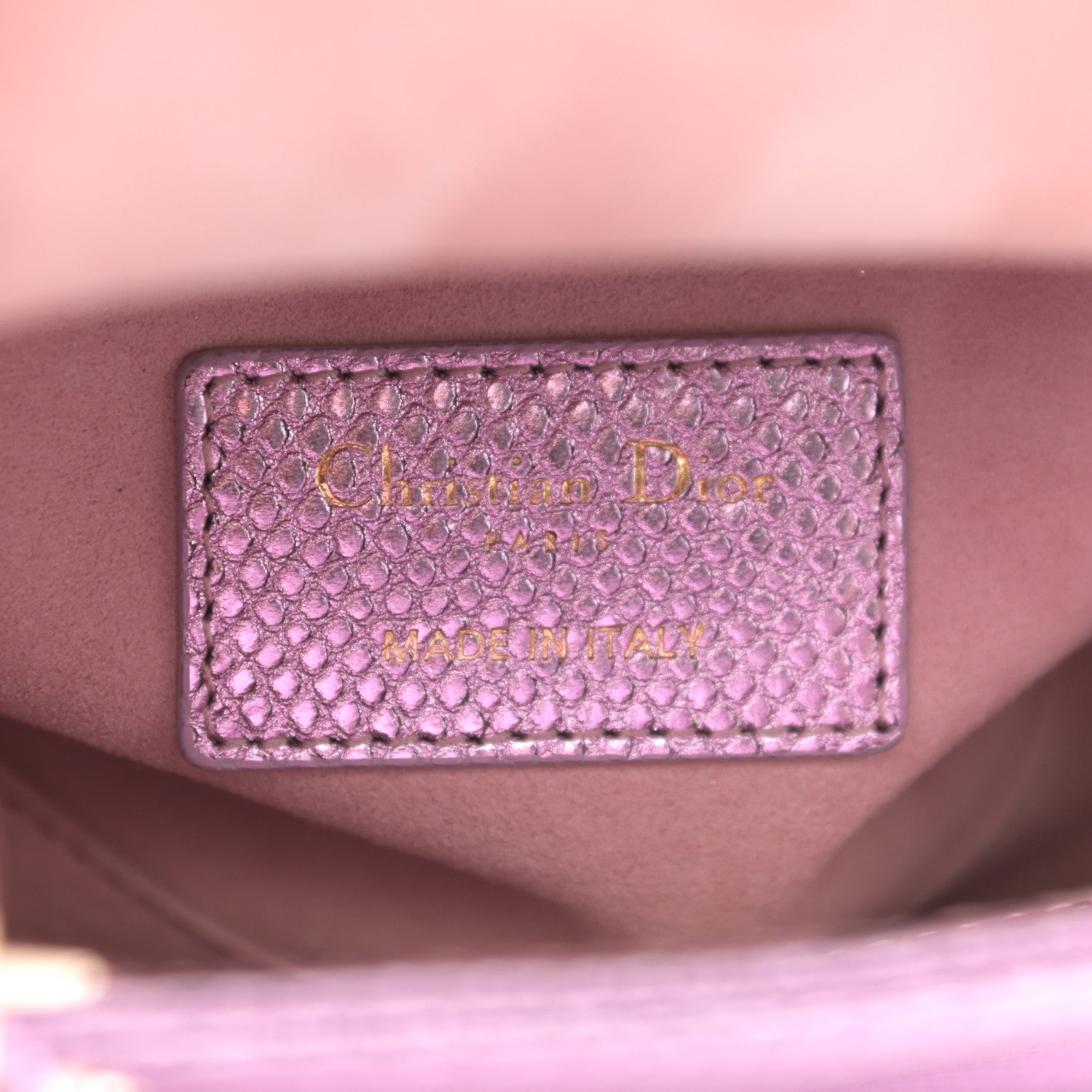 Christian Dior Metallic Snakeskin Mini Lady Dior Pink 5 of 9
