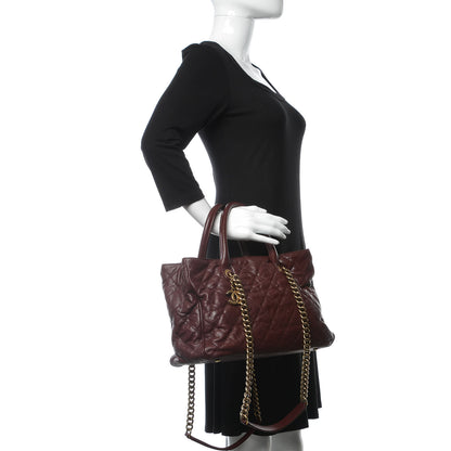 Chanel Glazed Caviar Quilted Small Shiva Tote Burgundy 3 of 12