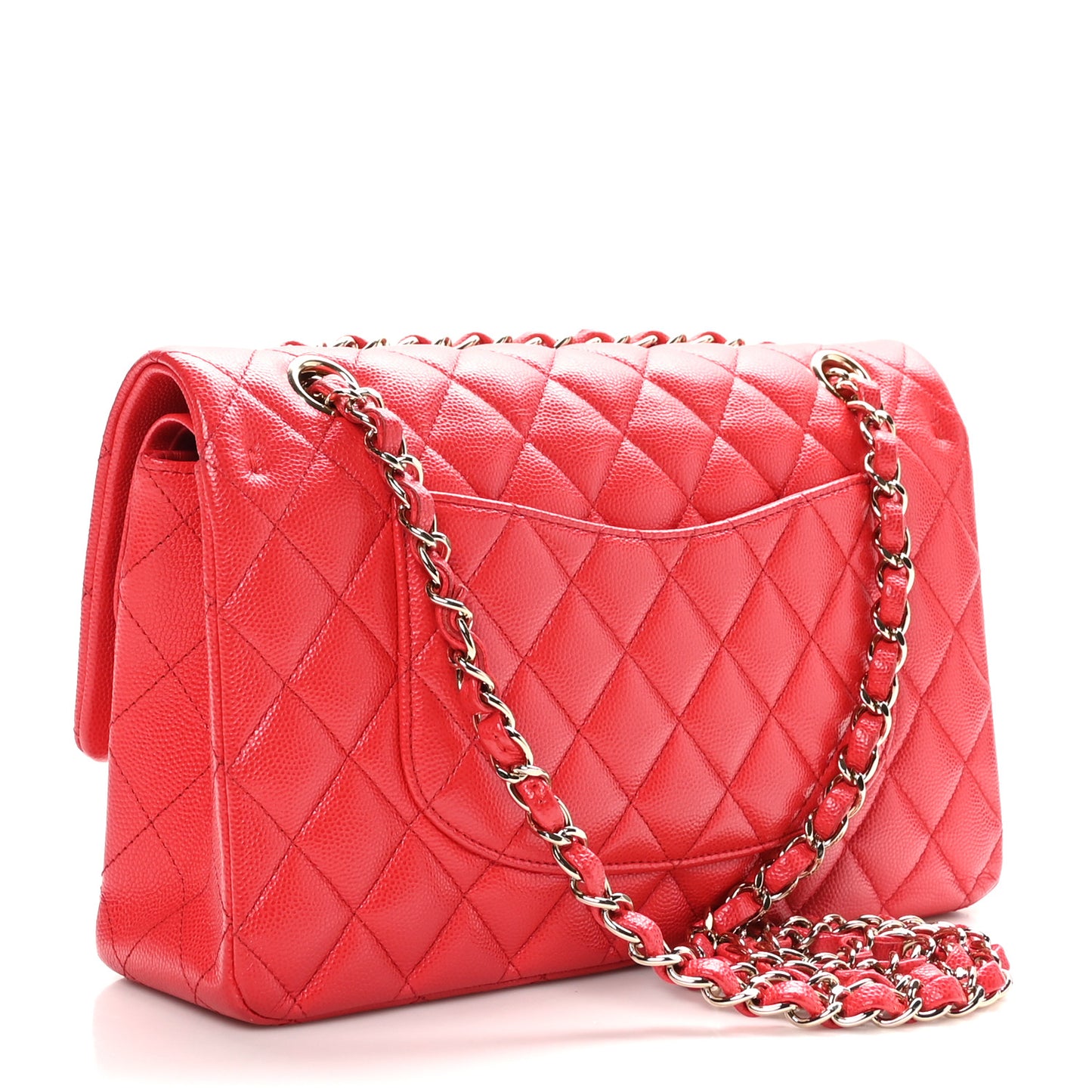 Caviar Quilted Medium Double Flap Red