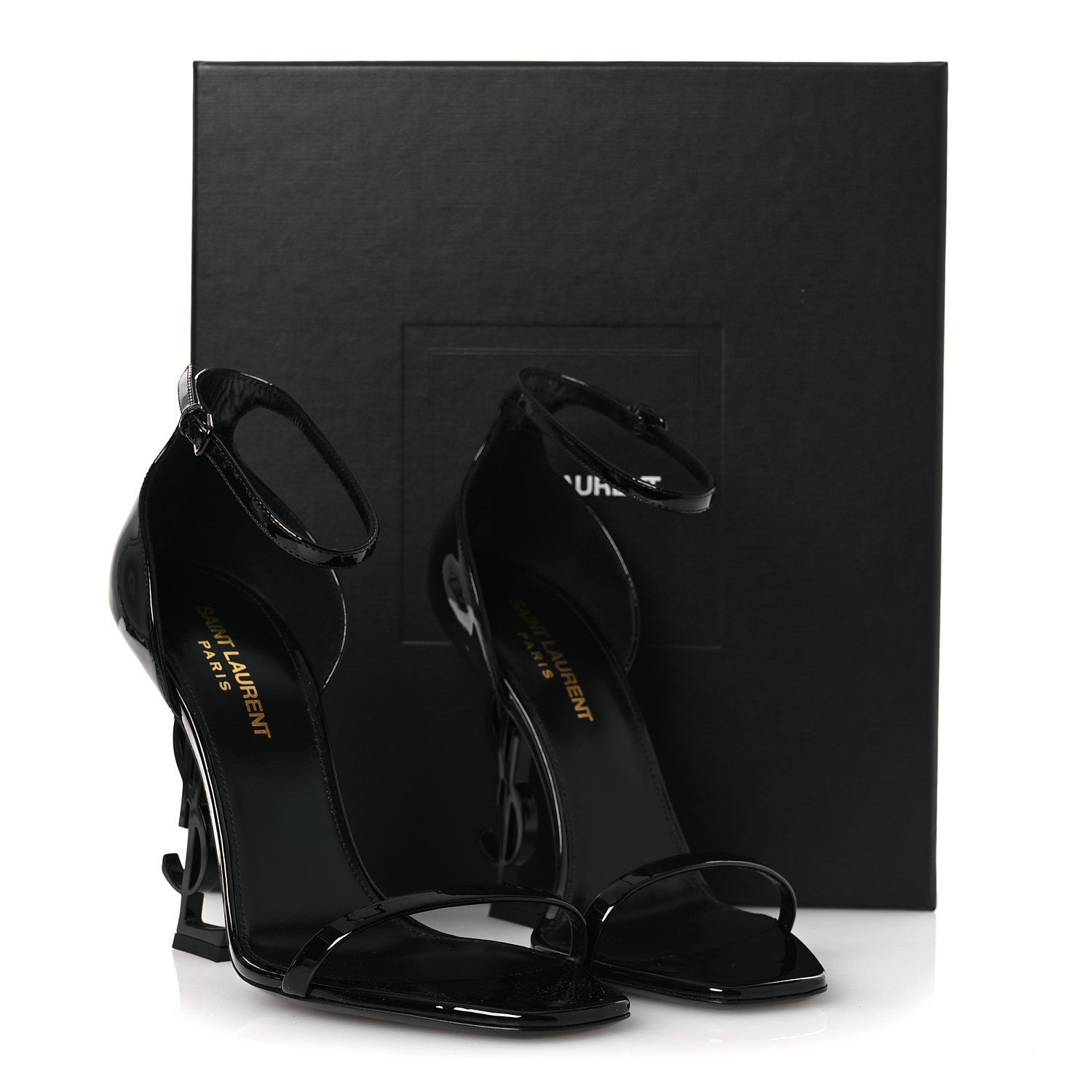 Saint Laurent Patent Calfskin Opyum 110 Sandals 38 Black 1865690