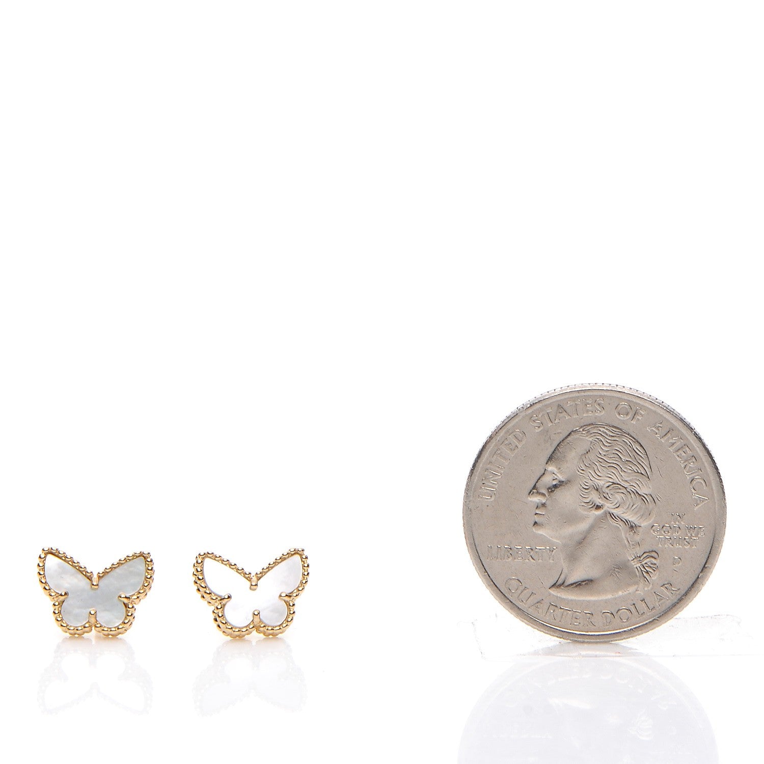 Van Cleef & Arpels 18K Yellow Gold Mother of Pearl Sweet Alhambra Butterfly Earrings 2 of 7