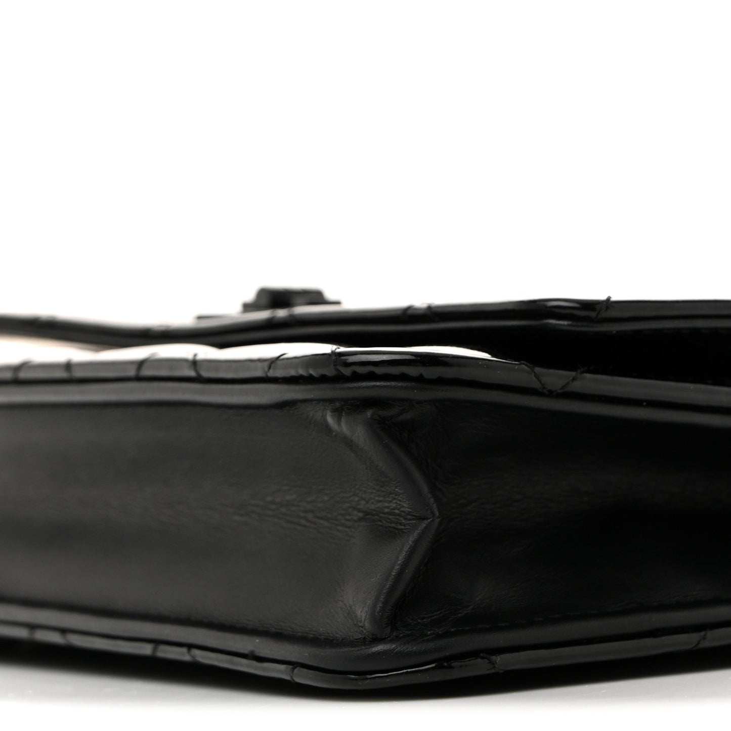 Patent Calfskin Quilted Reissue Wallet On Chain WOC So Black